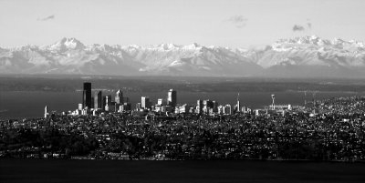 downtown Seattle and Olympic Mountain