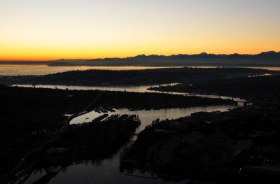 Montlake and Lake Union with Olympic Mt