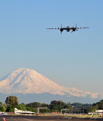 B-25 Mitchell and Mt Rainier