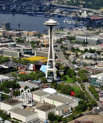 Seattle Center Space Needle and Lake Union