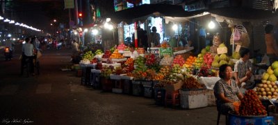 fruit market at night
