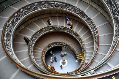 Staircase in Vatican Museum, Rome, Italy