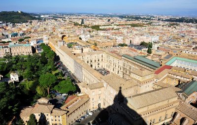 Vatican Museums and garden from St Peters Basilica