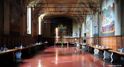 dining hall at Abbey of Monte Oliveto Maggiore