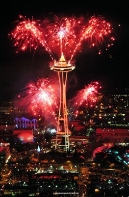 Celebrating 2011 on Space Needle