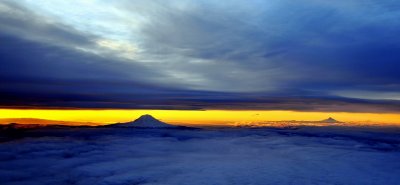 Mt Adams, Mt Hood, Mt Jefferson, Sunrise, Pacific Northwest  