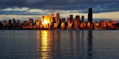 Golden reflection of Seattle