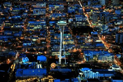 Space Needle in cool blue