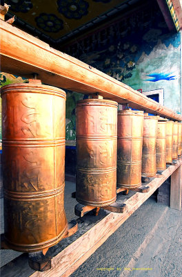 Row of prayer wheel