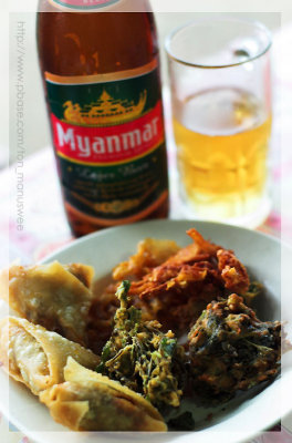 Myanmar beer w/local deep fry snack