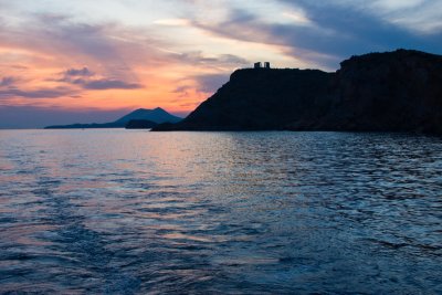 Sunset and temple