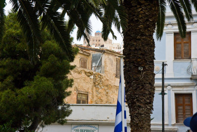 Blue dome of Church of the Anastasis in the distance