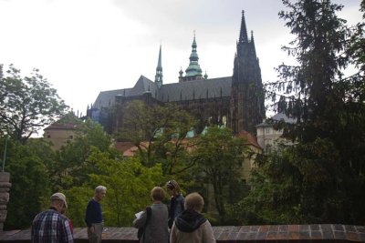 Spires of St. Vitus inside Prague Castle walls 