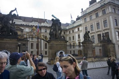Entrance to the first courtyard at Prague Castle.