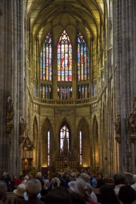 Inside St. Vitus Cathedral at Prague Castle.