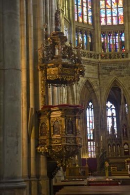 Pulpit inside St. Vitus Cathedral at Prague Castle