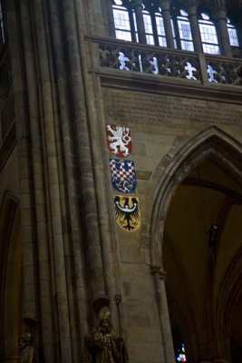 Coats of arms of the three sections of the Czech Rupblic inside St. Vitus Cathedral
