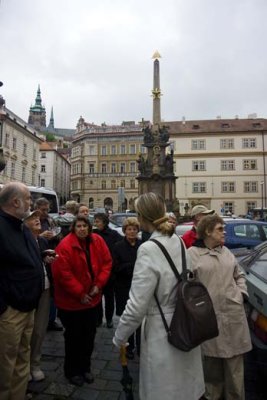 Elderhostel group with guide, Gabriella, starting tour of Mala Strana