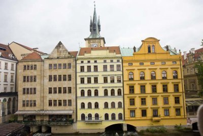 Houses extening into the river as seen from Charles Bridge
