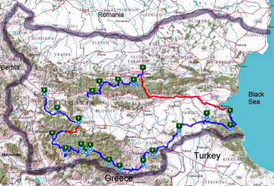 Our bicycle route in Bulgaria
