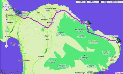 Road map to Hana from airport