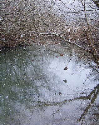Rare Snow Over the River