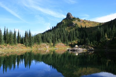 Noble Knob, reflecting off of George Lake.