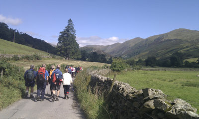 More of us walking along the road in Troutbeck