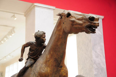 Bronze Statue of a Horse and Young Jockey