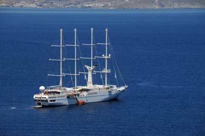 Windstar cruise ship in Mykonos Harbor