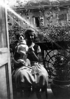 On the balcony with her dog Joke - 1920s