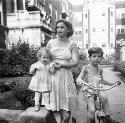 With Judy and me in front of our building - Summer 1947