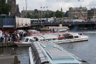 Tour Boat Traffic in Amsterdam's Inner Harbor