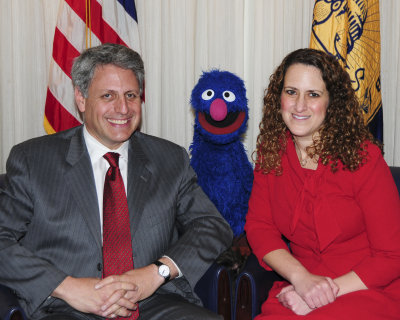 Gary Knell, Grover, and Donna Leinwand, December 8, 2009