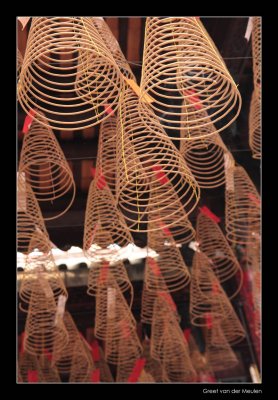 0208 spirals of incense on ceiling of a temple in Saigon