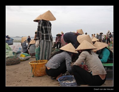 9892 Vietnamese hats on the fishmarket