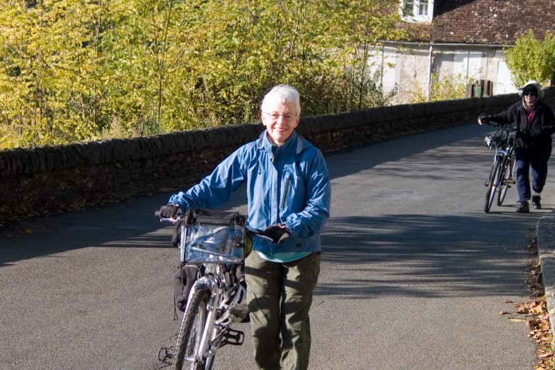 Leaving Rocamadour, Susan on the Voie Sante