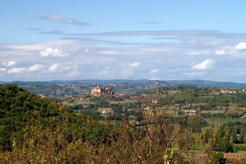 On the way to St Medard de Presque,  view of the Chateau de Castelnau