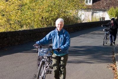 Leaving Rocamadour, Susan on the Voie Sante