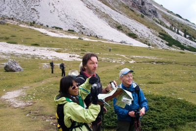 Marmot sighting---Phyllis, Dave, and Susan