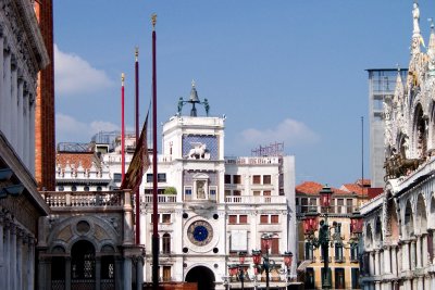 The clock tower in Piazza San Marco