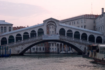 The Rialto bridge---early morning on the Grand Canal