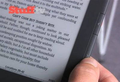 Text close-up and page-turn buttons