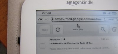 White Kindle 3 Gmail text sample