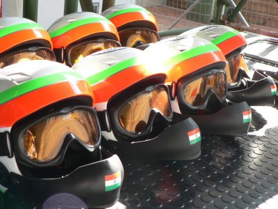 team's helmets