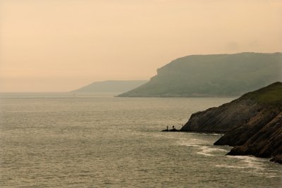 fishing on the Gower coast ..Wales