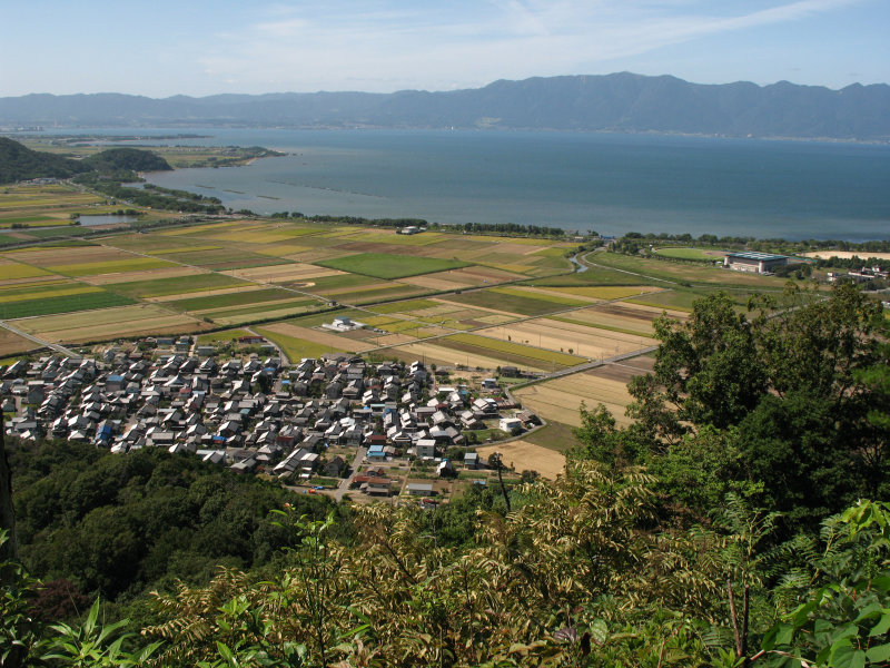 Biwa-ko and mountains of Hira-san in the distance