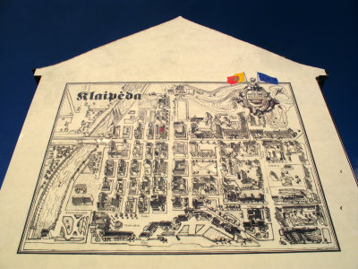 Mural depicting a map of old Klaipėda