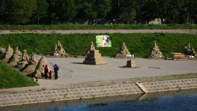 Sand sculpture display in the park