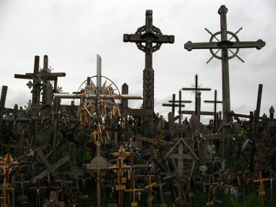 Pair of crosses rising out of the clutter